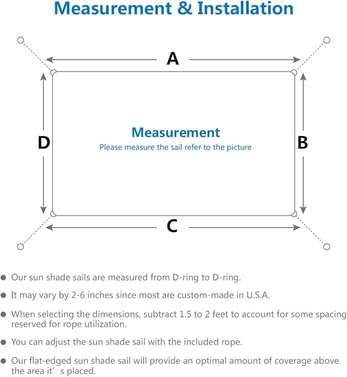 Eden's Decor Straight Flat-Edged Sun Shade Sail Rectangular 14' x 16' Beige UV-Blocking Outdoor Canopy Fabric Cloth Awning for Pergola Patio Garden Backyard Custom Size