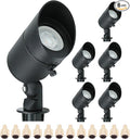 Lumina Lighting® 5W Landscape Lighting 12V Landscape Lights Low Voltage Landscape Spotlights Warm White Waterproof Outdoor Replaceable LED Bulb for Garden,Lawn,Porch,Patio and Yard (Black) (6-Pack)