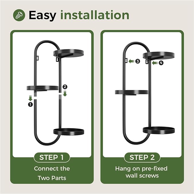 Window Plant Shelves Indoor Outdoor Wall Planters for Indoor Plants 2 Pack Metal Hanger Plant Holder for Living Room Balcony Wall Decor Black