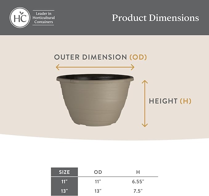 The HC Companies 13 Inch Wrapt Hanging Planters, Lightweight UV-Resistant Plastic Hanging Planters for Indoor & Outdoor Plants, 2-Pack Hanging Flower Pots for Garden, Patio & Home Decor, Green