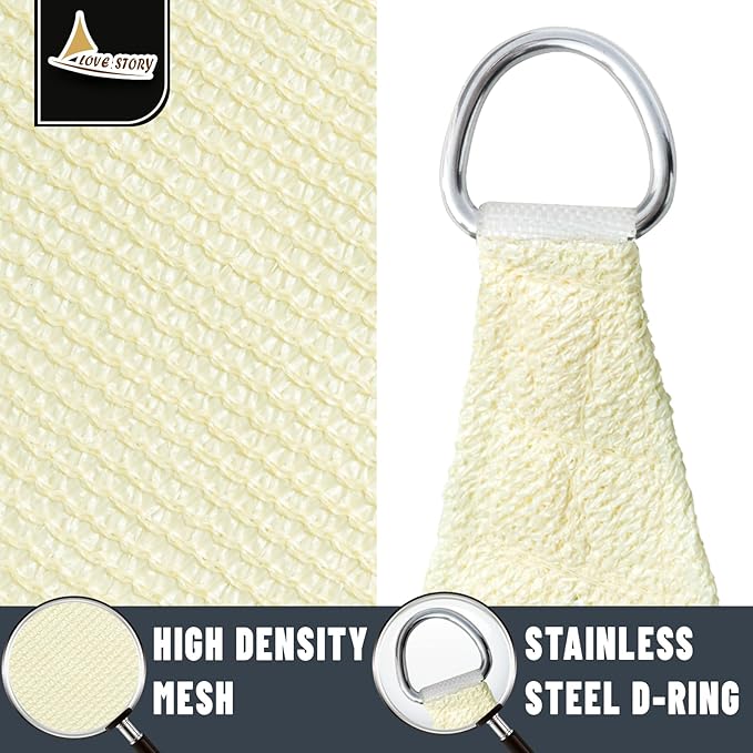 LOVE STORY Custom Size 5'x7' Butter Cream Sun Shade Sail Rectangle UV Block Canopy Patio Sail Sunshades Fabric for Outdoor Garden Carport (We Make Custom Size)