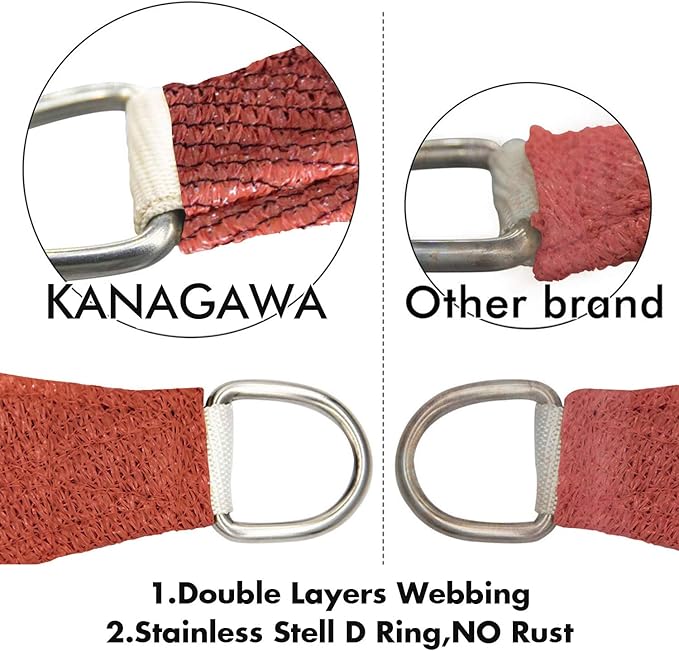 KANAGAWA Sun Shade Sail 12'x12' Rust Red Square UV Block Canopy Awning Shelter Fabric Cloth Screen for Outdoor Patio Garden Backyard