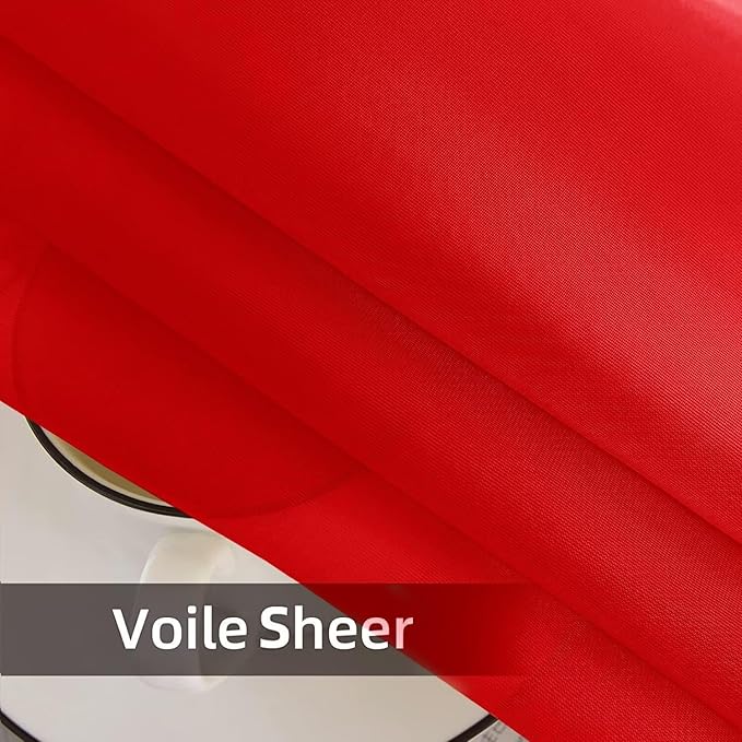 SpaceDresser Waterproof Outdoor Sheer Curtains for Patio - 2 Panels Rod Pocket Indoor Voile Sheer Curtain for Living Room,52W x 108L inch, Red