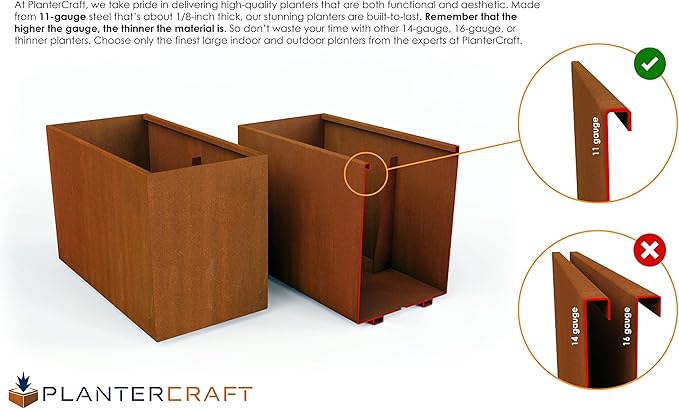 Plantercraft Large Rectangular Planter for Outdoor Plants – 84x18x36 Extra Large Corten Steel Planter Box – Commercial Grade Metal Planter for Privacy Screen, Patio & Landscape Definition
