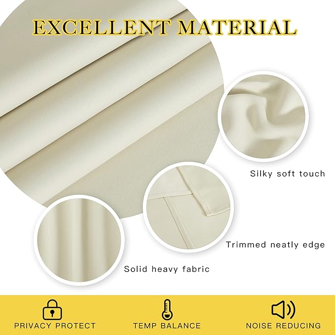 NICETOWN Beige Blackout Sliding Door Curtains for Bedroom - Grommet Blackout Room Darkening French Door Sound Reducing Thermal Curtain Window Treatment for Living Room (W100 x L95, 1 Panel)