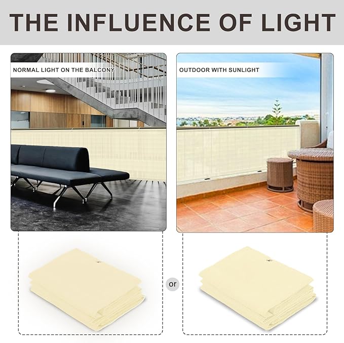 LOVE STORY Custom Size 3'x32' Butter Cream Balcony Privacy Screen,UV Block Privacy Fence Screen,90% Shield for Outdoor Pool Garden Apartment Railing