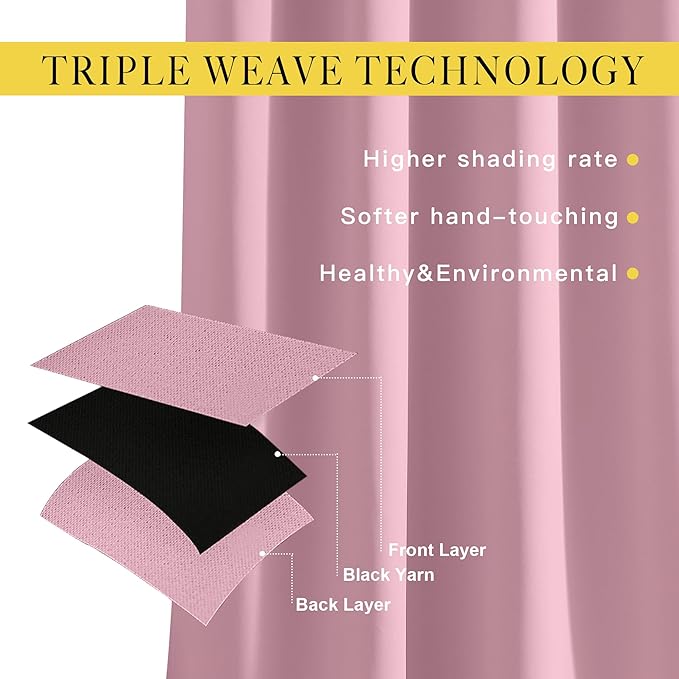 NICETOWN Rouge Pink Blackout Curtains for Bedroom/Living Room 132 Inch Length - Thermal Insulated Room Darkening Grommet Top Window Curtains (100 by 132 - Inch, 1 Panel)