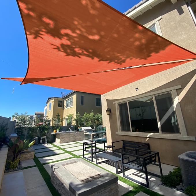 SUNLAX Sun Shade Sail 10' x 12' x 15.6' Terra Red Rectangle Canopy Sail Shade Cover UV Block Permeable Sunshade Outdoor for Patio Backyard Deck Pergola (We Make Custom Size)