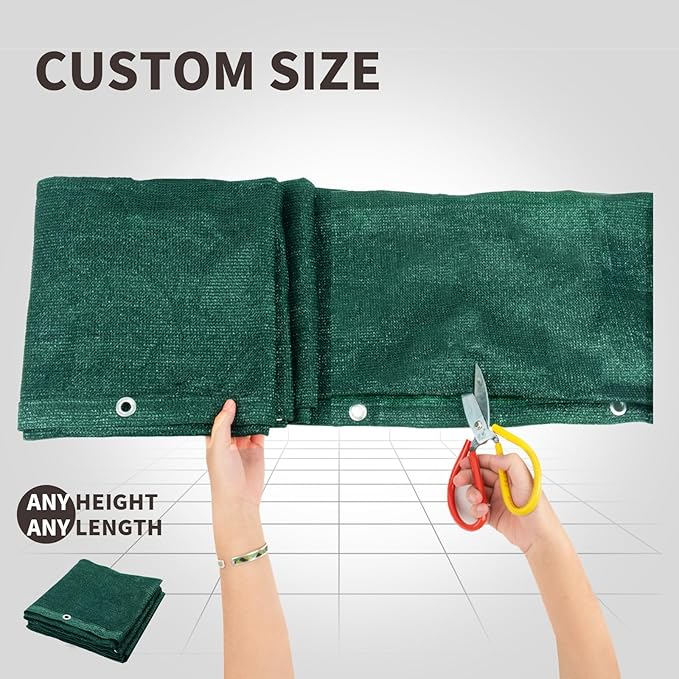 LOVE STORY Custom Size 3'x28' Dark Green Balcony Privacy Screen,UV Block Privacy Fence Screen,90% Shield for Outdoor Pool Garden Apartment Railing