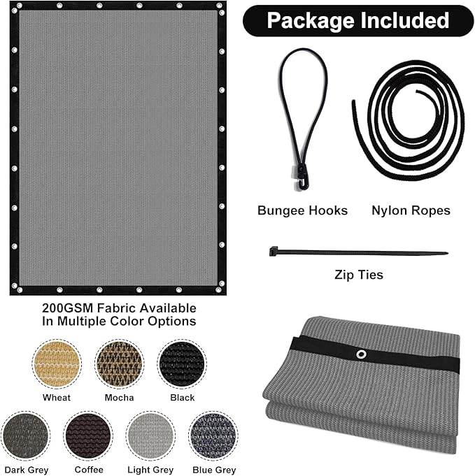 Artpuch 90% Sun Shade Cloth, 4 x 12 FT Pergola Shade Cover Canopy with Grommets, Sun Screen Fabric Tarp for Patio, Outdoor, Garden, Backyard, Blue Grey