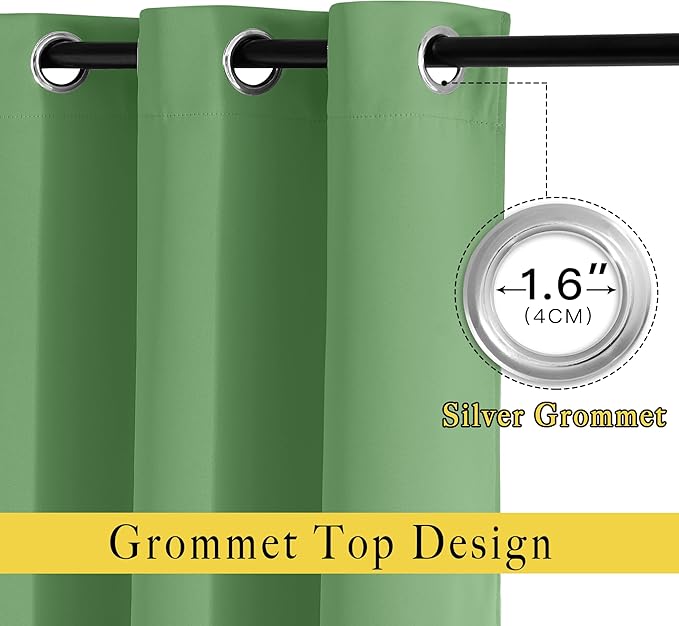 NICETOWN Blackout Curtain Drape for Bedroom - Light Reducing Thermal Insulated Solid Grommet Room Darkening Window Curtain 90 inches Long for Living Room (Froest Green, 1 Piece, W66 x L90)