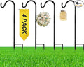 4 Pcs 15 Inch Shepherds Hook for Outdoor Adjustable Bird Feeder Pole Metal Steel Shepard Hooks for Hummingbird Stand Feeder Pole for Garden Plant, Lantern, Hanging Wedding Decor