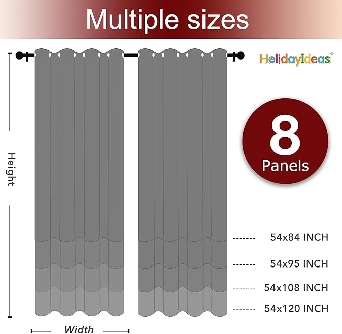 HolidayIdeas Grommet Outdoor Curtains for Patio Waterproof 8 Pcs All Weather Balcony Outside Curtains for Apartments, Gazebo, Pergolas, Porch, 54x120 Inch, Cream