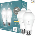 GE LED+ Motion Sensor LED Light Bulbs, 12W, Outdoor Security Lights, A21, Warm White (2 Pack)