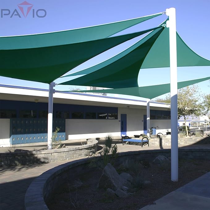 Patio Paradise 18' x 18' x 18' Sun Shade Sail Triangle Canopy Shade Cloth Fabric Sunlight Block Patio Pergola Cover HDPE Deck Awning for Outdoor Backyard Roof Shading, Turquoise