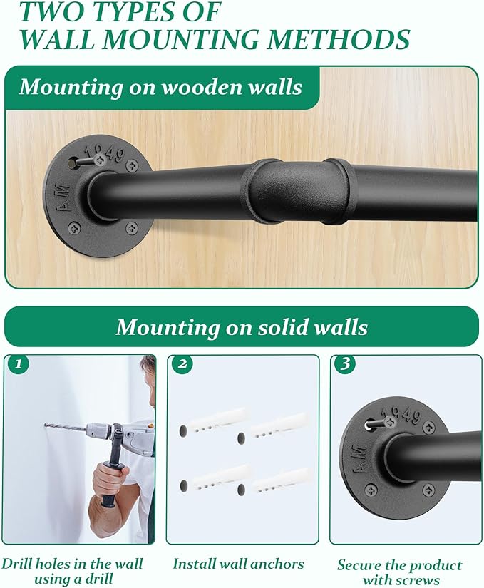 Plant Haning Rod, Hanging Planters for Indoor Plants with 6 Chains, Wall Plant Hanging Bar for Window Celling, 65.7 Inch, Metal Black, Pots Not Included