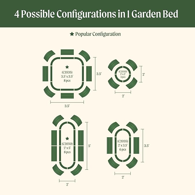 32" Extra Tall Raised Garden Bed Kits, 3.5 x 3.5 x 2.7ft Raised Planter Box Outdoor, 2 x 5 x 2.7ft Deep Root 4 in 1 Modular Metal Raised Beds for Gardening Vegetables Flowers Fruits - British Green