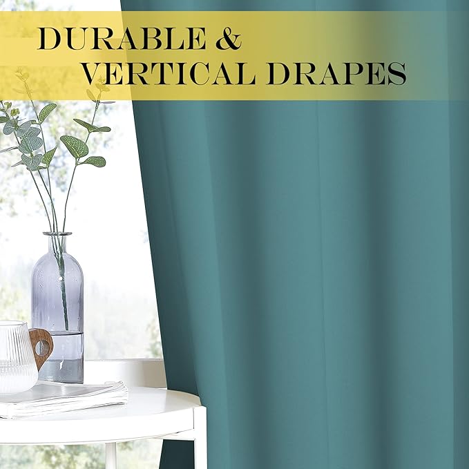 NICETOWN Room Dividers Curtains Screens Partitions, 108 inches Patio Door Curtains, Thermal Drapes Sliding Door Blinds for Hotel and Office (Sea Teal, W100 inches)