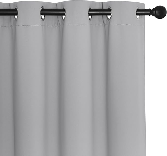 NICETOWN Blackout Drapery Curtain Panel 90 inches Long - Window Treatment Thermal Insulated Grommet Blackout Curtain/Drape for Bedroom Living Room (Silver Grey, 1 Panel, 46 by 90 inches)