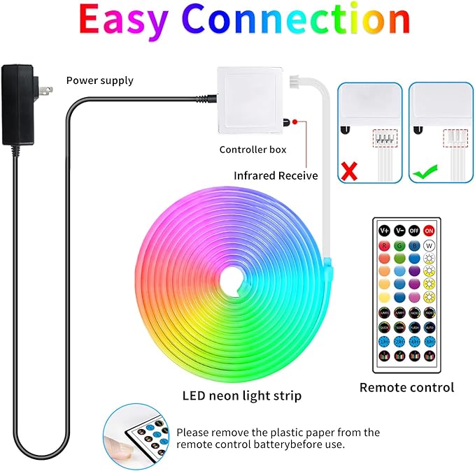 66FT Neon LED Rope Lights IP65 Waterproof LED Lights for Bedroom Flexible LED Light Strip with Remote/APP Control RGB Lighting Strip for Indoors Outdoors Bedroom Room Home Décor