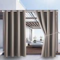 Water Proof Outside Curtains with Grommet Top for Porch, W52 x L120 Thermal Insulated Washable Outdoor Divider Drapes for Patio Gazebo Deck Pool Area Pergola Cabana (Taupe, 2 Panels)