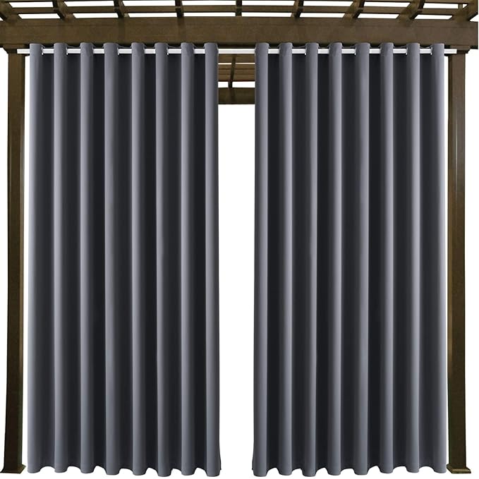 DIVA EN CAMINO DEC Waterproof Outdoor Curtain W105 x L84 - Grommet Top Sunlight Blocking Window Treatment Drapes Blackout Curtains for Home Bedroom Living Room Patio Porch Pergola (2 Panels)