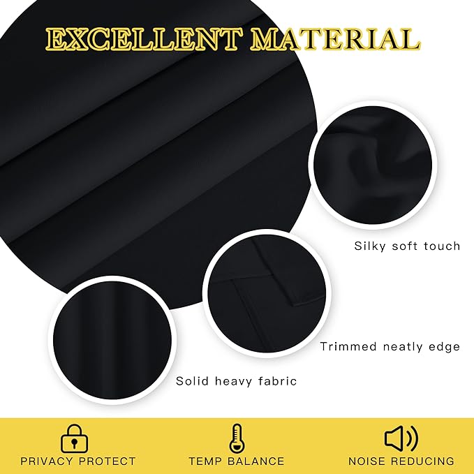 NICETOWN Black Blackout Curtain 80 inch Length - Grommet Thermal Insulated Window Treatments Light & Sound Blocking Drapes for Living Room/Doorway, W46 x L80, 1 Panel