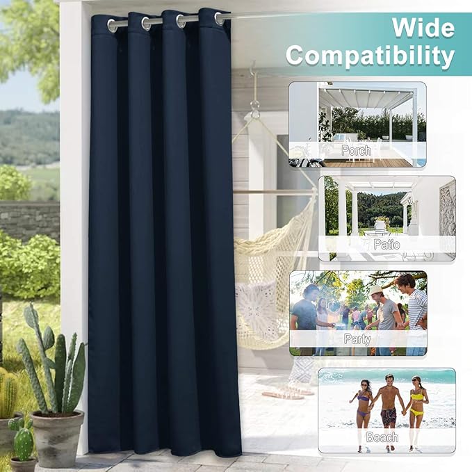 NICETOWN Outdoor Curtainch for Patio Waterproof 140 inch Wide, Rustproof Grommet Thermal Insulated UV Blocking Cabana Curtainch & Drape, Privacy Safe Shade for Gazebo, Sage Green, 1 PC, 95-Inch Long