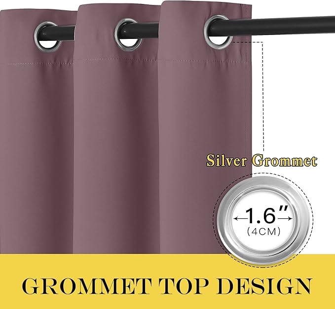 NICETOWN Dry Rose Blackout Curtains for Bedroom 95 Inch Length - Thermal Insulated Room Darkening Privacy Grommet Window Drapes for Boys Room, Set of 1 Panel, 80 x 95 Inch