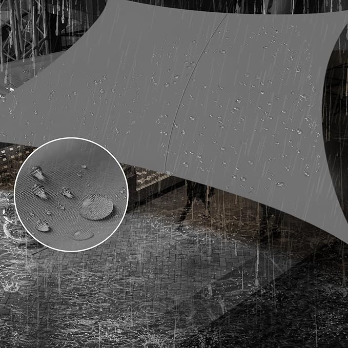 SUNNY GUARD Waterproof Sun Shade Sail 10' x 14' Charcoal Rectangle UV Block Sunshade for Backyard Yard Deck Patio Garden Outdoor Activities and Facility(Customized)