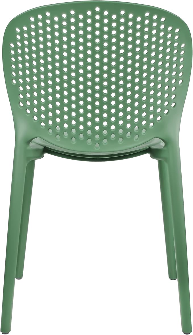 2xhome Patio Dining Chair | Modern Stackable Outdoor Pool Side Chair | Weather Resistant Plastic for Yard, Porch, Balcony, Kitchen, Green, Single, Set of 1