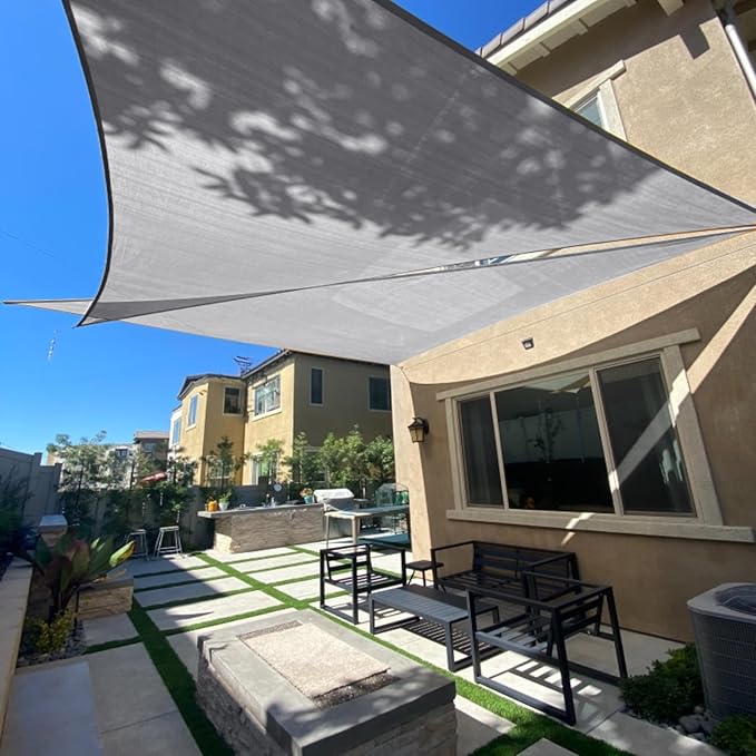 SUNLAX Sun Shade Sail 20' x 20' x 28.3' Silver Rectangle Canopy Sail Shade Cover UV Block Permeable Sunshade Outdoor for Patio Backyard Deck Pergola (We Make Custom Size)