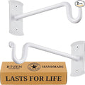 RTZEN Plant Hangers Indoor or Outdoor - Wrought Iron Metal Hanger Indoor Hook - Heavy Duty Wall Bracket Hooks for Hanging Plants Baskets Lanterns Wind Chimes - 2 Pack (White Shepherds Hooks 7.5")
