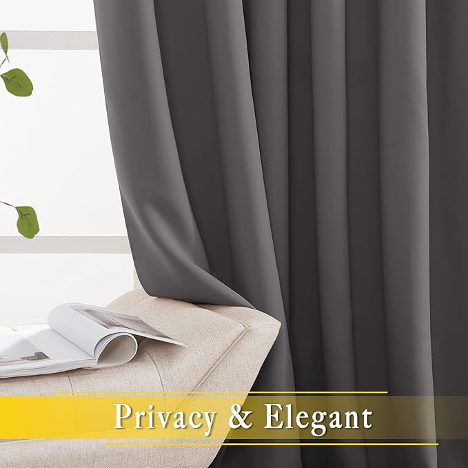 NICETOWN Blackout Sliding Glass Door Curtain 144 inches Long, Grommet Thermal Insulated Light & Heat Blocking Curtain & Drape Window Treatment for French Door, Grey, W80 x L144, 1 Panel