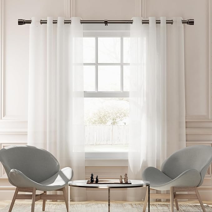 1” Diameter brown curtain rod Itself is 30 to 144 inch. 1 Pack Fits 30-142 inch, 66 to 120 inch Windows with Heavy Duty Adjustable brown curtain rods Splicing Metal Extra Long Curtain Rod