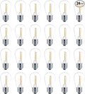 Meconard 24 Pack LED S14 Replacement Light Bulbs, Shatterproof Outdoor 1 Watt to Replace 11Watts String Incandescent Bulb, E26 Regular Medium Screw Base, 2200K Warm White, Non-Dimmable