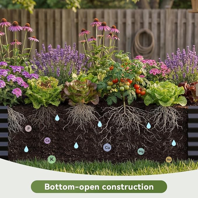 COMHOMA Galvanized Raised Garden Bed,Large Metal Planter Box for Outdoor Vegetables,Corrugated Steel Herbed Plants Container,Extra Deep Gardeners Kits with Open Bottom (2, 8x4x2FT)
