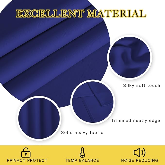 NICETOWN Blackout Short Curtain 63 inches Long for Windows, Thermal Insulated Curtain Grommet Room Darkening Window Treatment for Bedroom/Living Room, 1 Panel, W46 x L63, Navy Blue