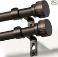 2 Pack Modern Antique Brown Bronze Curtain Rods for Windows 16 to 60 Inches Adjustable Heavy Duty 1" Diameter Window Rod with Decorative Finials for Outdoor Farmhouse Bedroom Kitchen Living Room