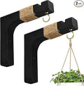 2 Pack Plant Hanger Hooks for Indoor Hanging Plants, Farmhouse Wooden Hanging Basket Wall Hooks for Outdoor Flower Pots Lanterns Wind Chime Lights Garden Decoration