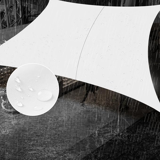 SUNNY GUARD Waterproof Sun Shade Sail 10' x 12' White Rectangle UV Block Sunshade for Backyard Yard Deck Patio Garden Outdoor Activities and Facility(Customized)