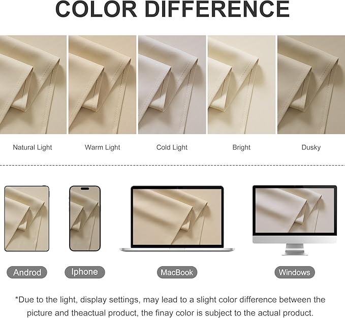 RYB HOME Outdoor Curtains for Patio Waterproof Block Sunlight Thermal Insulated Privacy Assured Thick Outside Curtains for Pergola, Cabana, Gazebo, W52 x L72, Biscotti Beige, 1 Panel