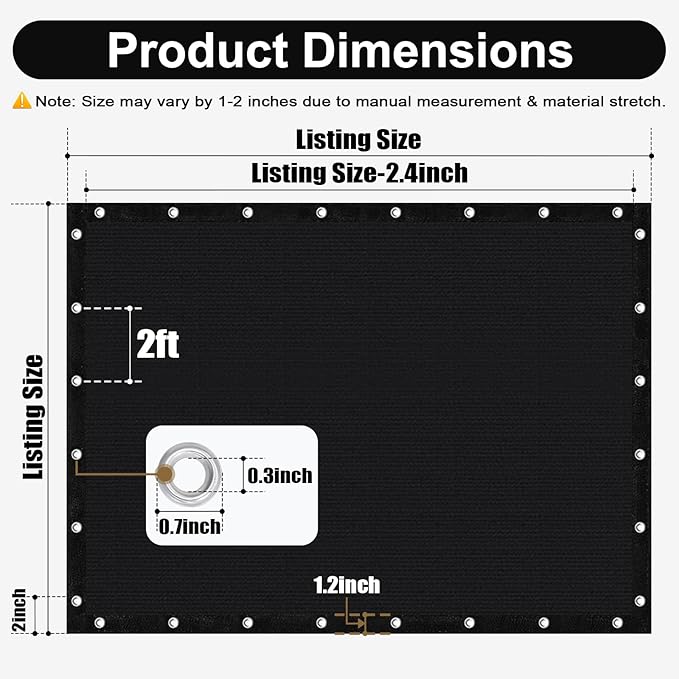Artpuch 90% Sun Shade Cloth, 4 x 16 FT Pergola Shade Cover Canopy with Grommets, Sun Screen Fabric Tarp for Patio, Outdoor, Garden, Backyard, Black