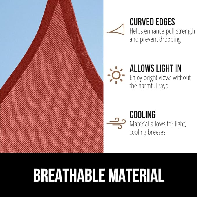 GORILLA GRIP Heavy Duty Sun Shade, UV Protection Fade Tear and Rust Resistant Rectangle Sunshade Canopy, Curved Edges Blocks Sunlight, Breathable Sail, Outdoor Patio, Lawn Garden, 12x16 FT Terra