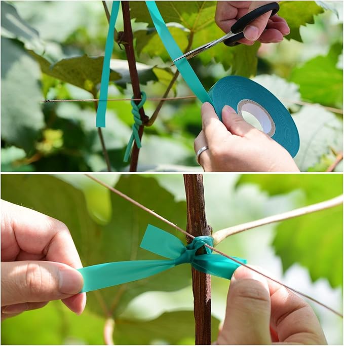 10 Pcs 150 Feet x 1/2" Wide Stretch Tie Tape Green Plant Garden Tie, Garden Vinyl Stake for Branches, Climbing Planters, Flowers