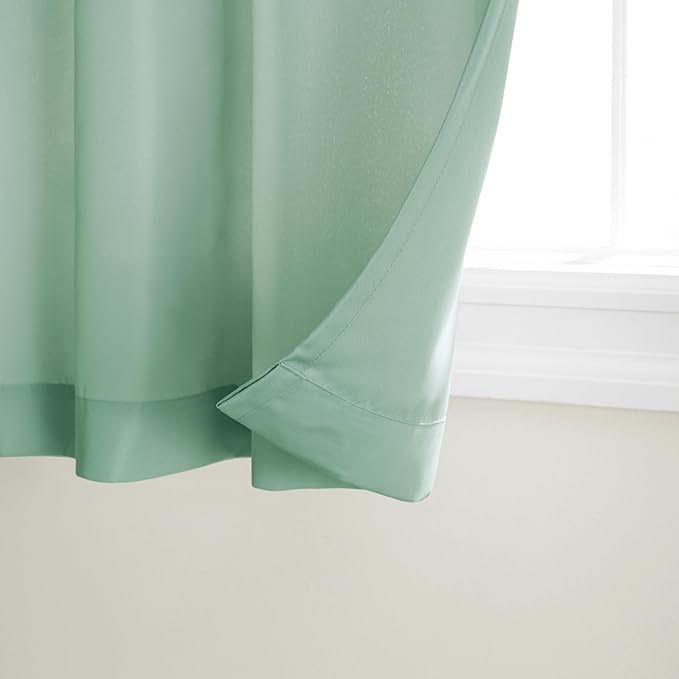 TOWN & COUNTRY BASICS Cabana Solid Heavyweight Indoor Outdoor Curtains, Light Filtering Opacity with Grommet Top, Water Repellent, 2-Pack Set, 54"x108", Seafoam