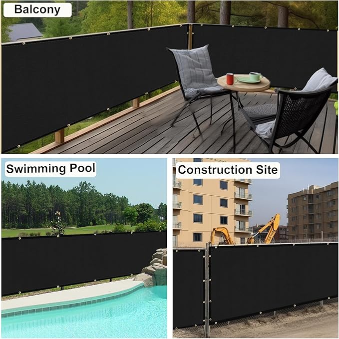 UPGRADE Privacy Fence Screen 3'x44' Black Outdoor 90% Visibility Blockage 170 GSM Mesh Shade Cover Panels for Backyard,Balcony,Home Decoration with Zip Ties,Customized Avaliable
