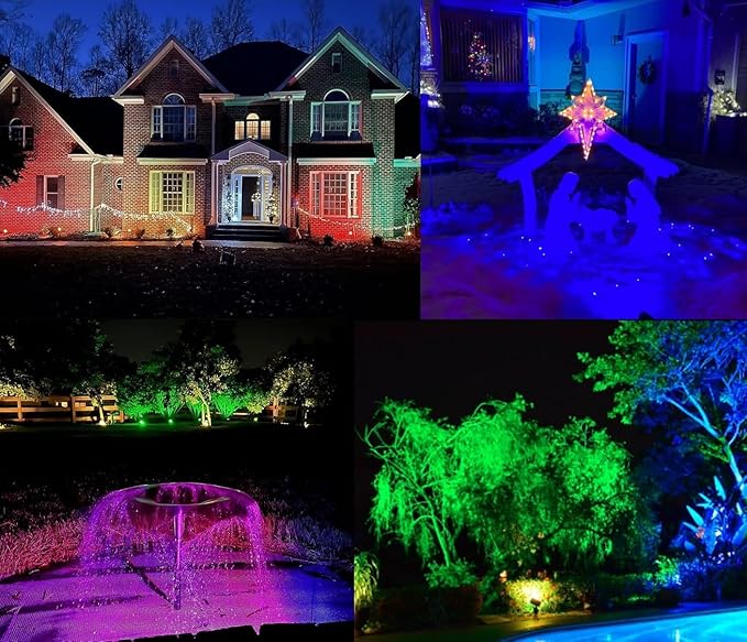 TOVEENEN 25W Color LED Outdoor Landscape Spotlight - Waterproof RGB Spot Lights for Yard Tree House Halloween Christmas, Dual Mode, 120V 25W