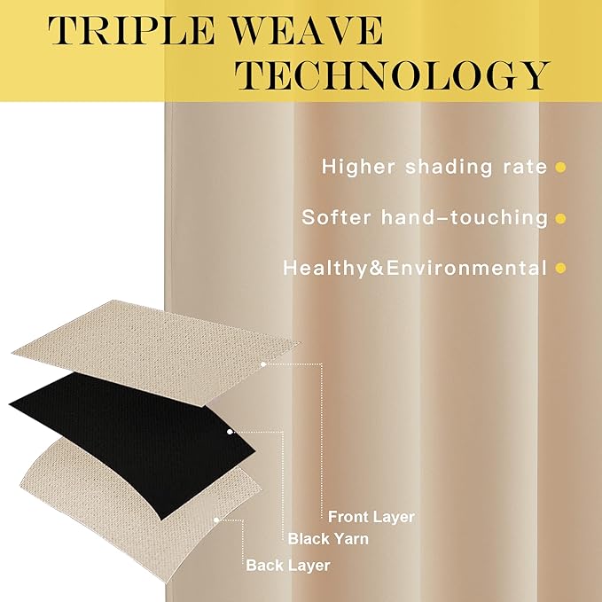 NICETOWN 72 inch Sliding Door Curtain for Bedroom, Grommet Thermal Insulated Window Treatment Room Darkening Sound Reducing for Home Office, Biscotti Beige, 1 Panel, W100 x L72