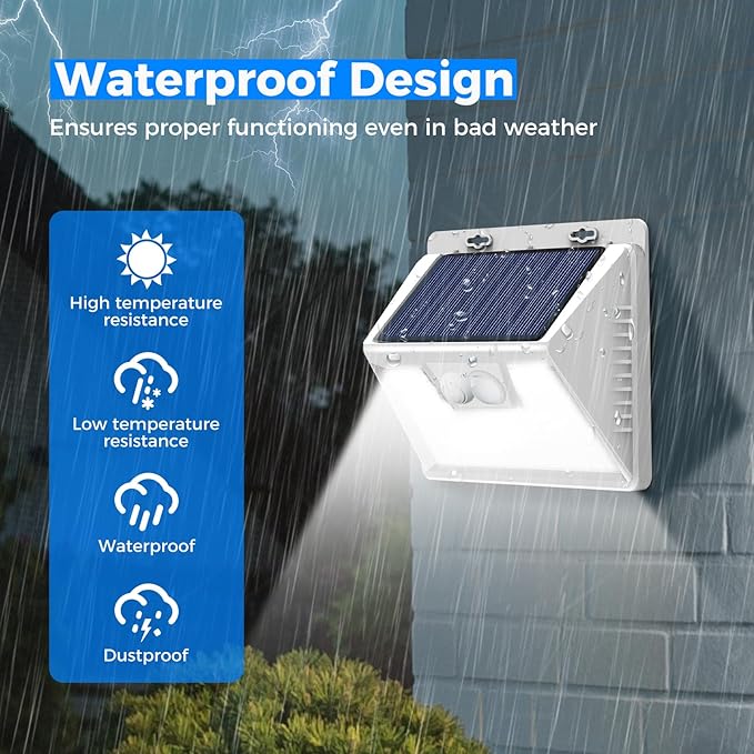 Peasur 16Pack Solar Motion Sensor Lights Outdoor Waterproof, 140LED 3 Modes Ultra-Bright Solar Powered Fence Lights, Security Wall Light for Outside Garden Yard Deck Stair Step